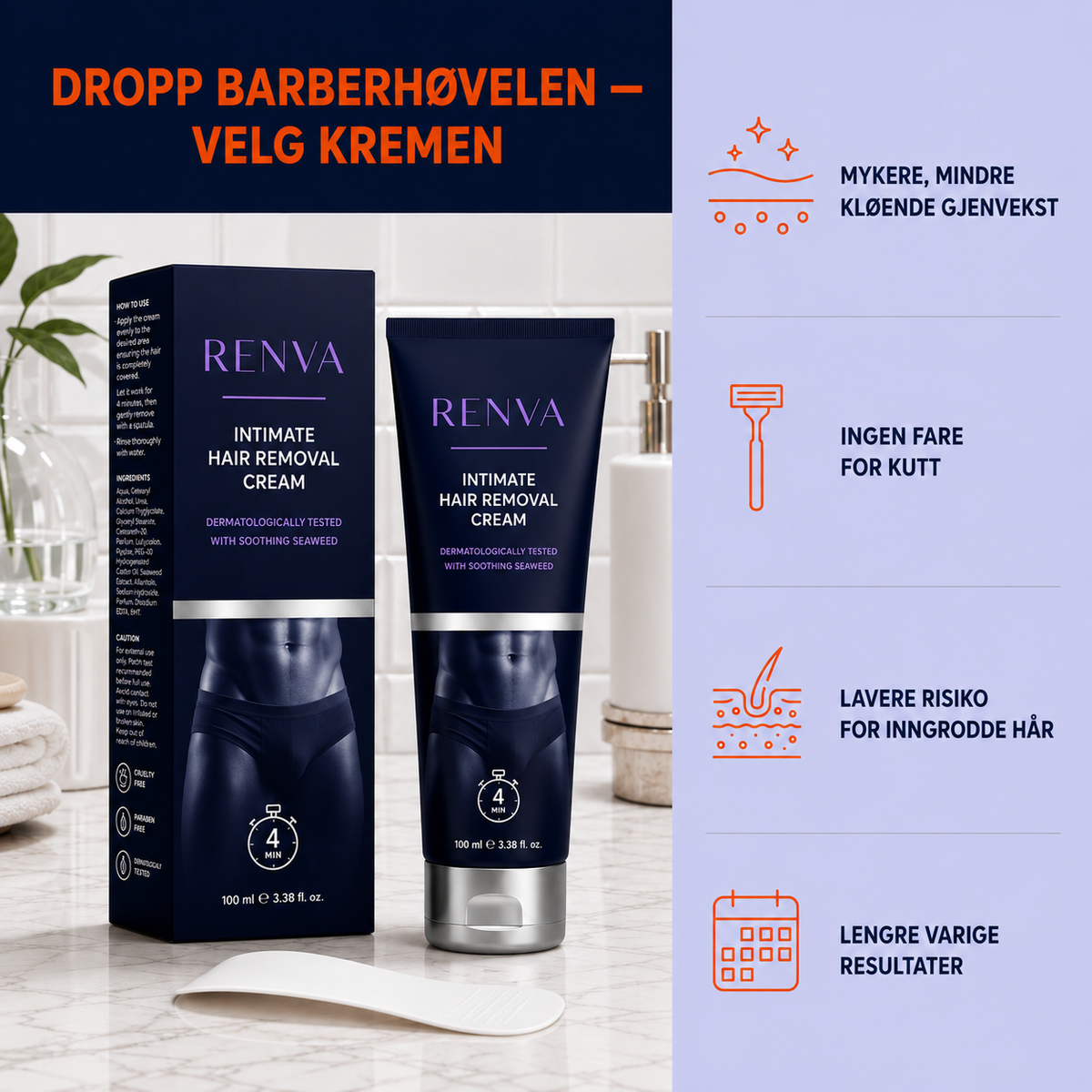 RENVA Intim Hårfjerningskrem for Menn