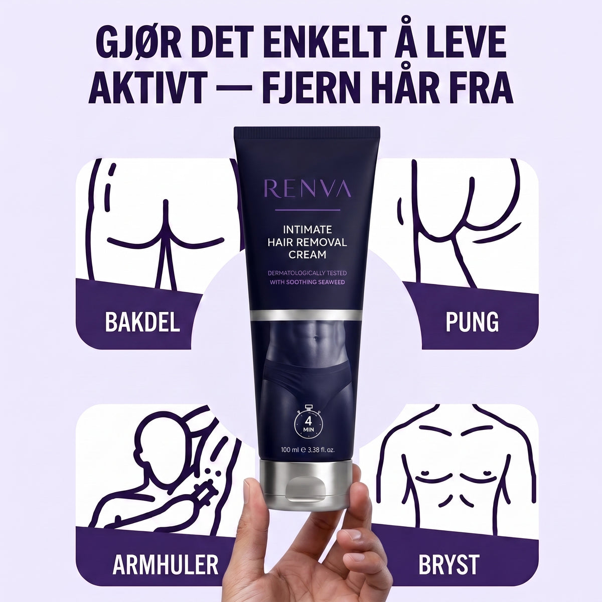 RENVA Intim Hårfjerningskrem for Menn